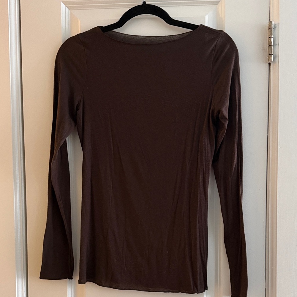 intimissimi Dark Brown Long Sleeve Scoop Neck Top